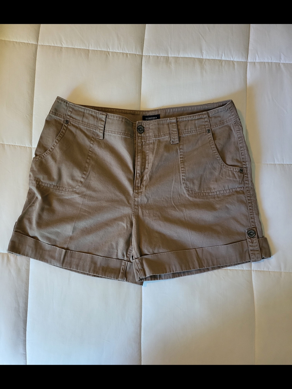 SONOMA Taupe Roll-Cuff Utility Bermuda Shorts